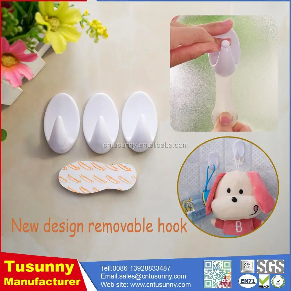 Removable Adhesive Single Wall Hook Plastic Heavy Duty Ceiling