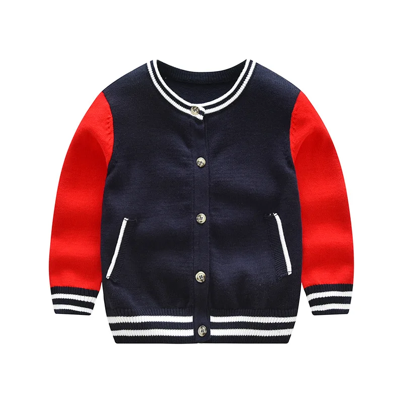 

Kid's Pure Color Winter Cardigan Long Sleeves Cotton Knitted Sweater, Blue