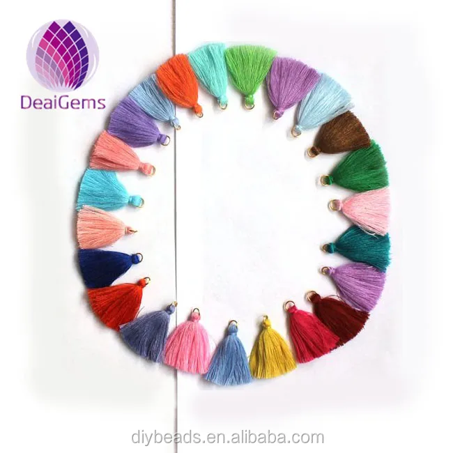 

mixed color mini cotton tassel with alloy ring for jewelry