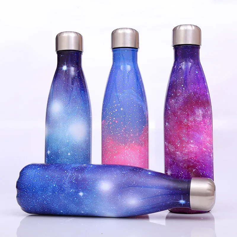 

G113 304 stainless steel gradient heat preservation cola shape cups Simple star galaxy coke water bottle cup
