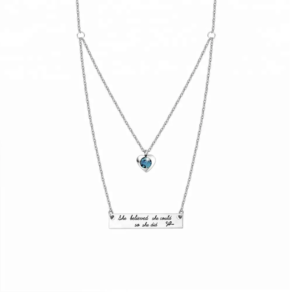 

Wholesale Jewelry Necklace Birthstone Infinity heart Layered Stainless Steel Necklace, Picture shows