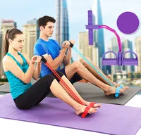 

4 Tube Latex Strong Fitness Elastic Pull Rope Belly Exerciser Band Sport Yoga Pilates Pedal Exerciser Sit-up Slimming Equipment
