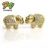 Elephant gold plated rhinestone micro pave setting pendant charms for necklace