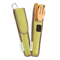 

Outdoor travel bamboo utensil sets with bag