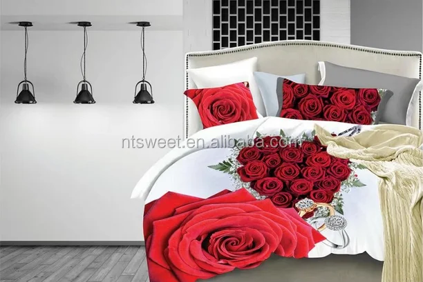 Alicemall King 3d Flower Bedding Pink Red Roses And Butterfly 4