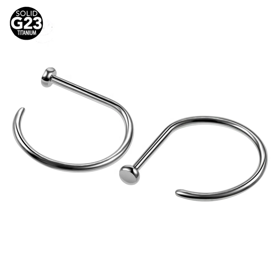 

G23 Titanium 20G Nose Rings D Shape Nose Hoop, As your requirement from color chat