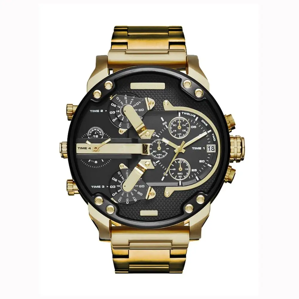 

Wholesale Famous Series Big Dial Gold Men Wristwatches High Quality Steel back Cover Clock DZ Japan Movement Quartz Watch