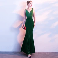 

923# Evening dress women 2020 New style fishtail sexy v-neck elegant bridesmaid dresses