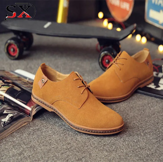 

Hot sell fashion men casual shoes men flats lace up male suede men leather shoes, Blue,black,khaki,brown,camel,grey,green