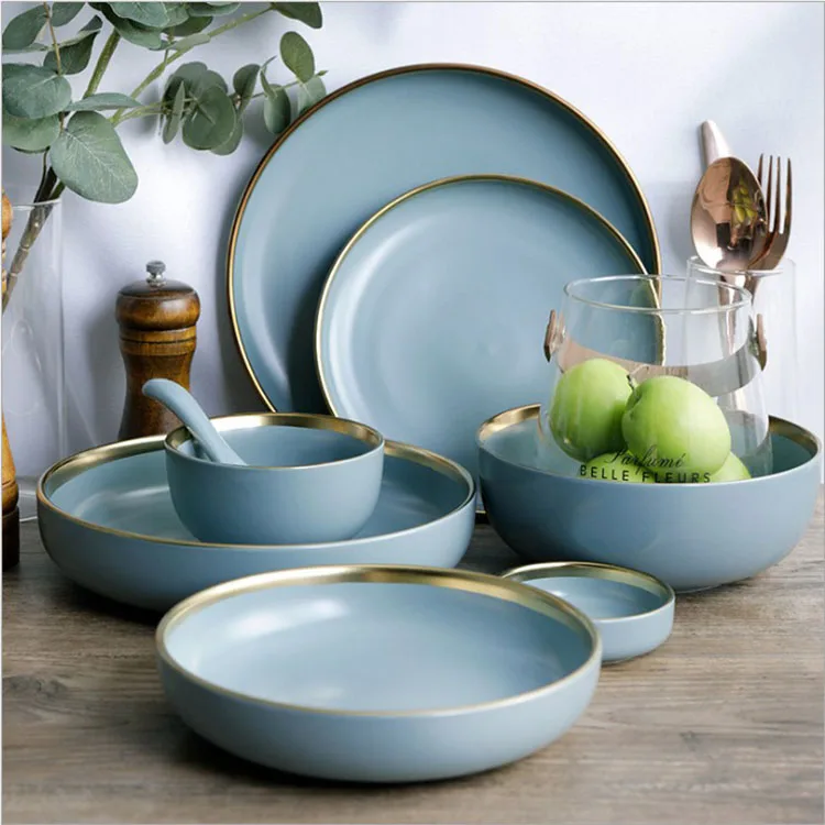 

Luxury Hotel restaurant crockery tableware daily use ceramic dish plate Porcelain dinner sets