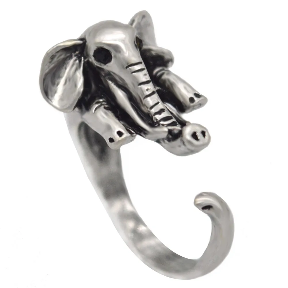 

Wholesale Elephant Animal Wrap Ring for Women and Girls Punk Jewelry Gift, Gold plating;silver