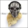Unique Design Silver Engraved Musical Note Patterned Earphone Wearing DJ Skull Ring