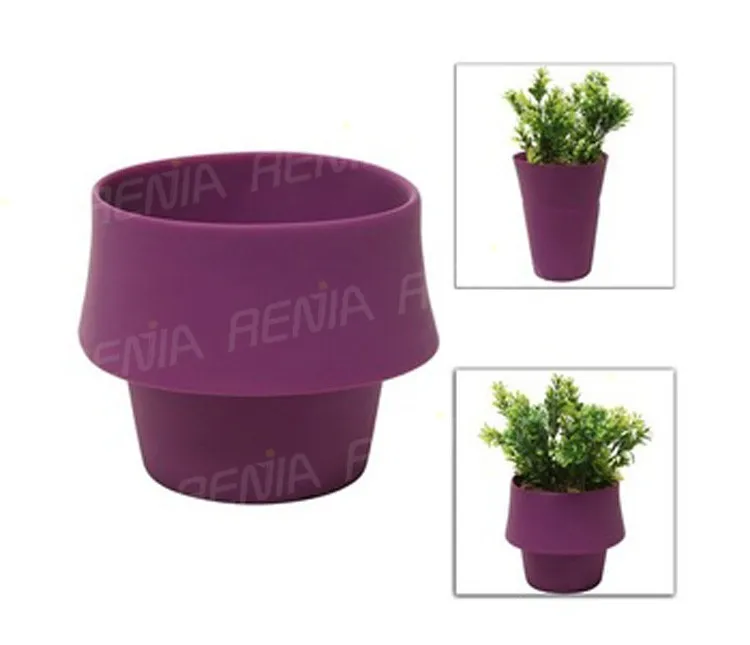 Renjia Green Plant Silicone Pot Round Flower Plant Pot Ecofriendly