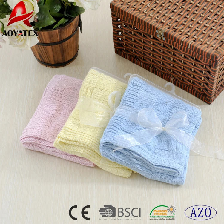 100 Cotton Solid Design Knitted Baby Blanket Fabric Buy Knitted Baby