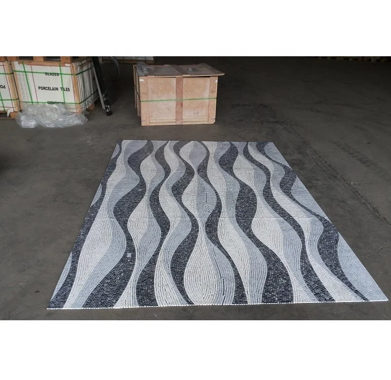 New Design Wave Pattern Swimming Pool Mosaic Tiles Shaped Shower Floor Mesh Backed New Design Wave Pattern Swimming Pool Mosaic Tiles Shaped Shower Floor Mesh Backed