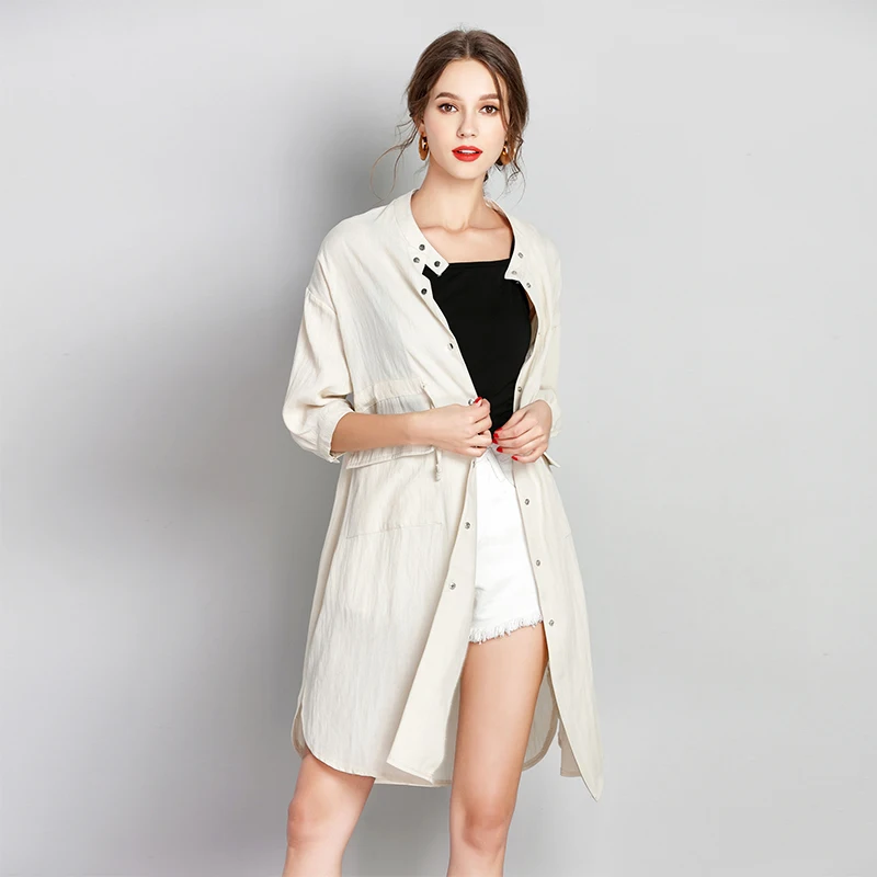 
Loose Fit Linen-cotton Beach Sun Protection Coat 