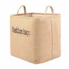 Collapsible Jute Fiber Thicken Storage Baskets Bins with Handles for Magazines Toys Laundry Sundries (Medium)
