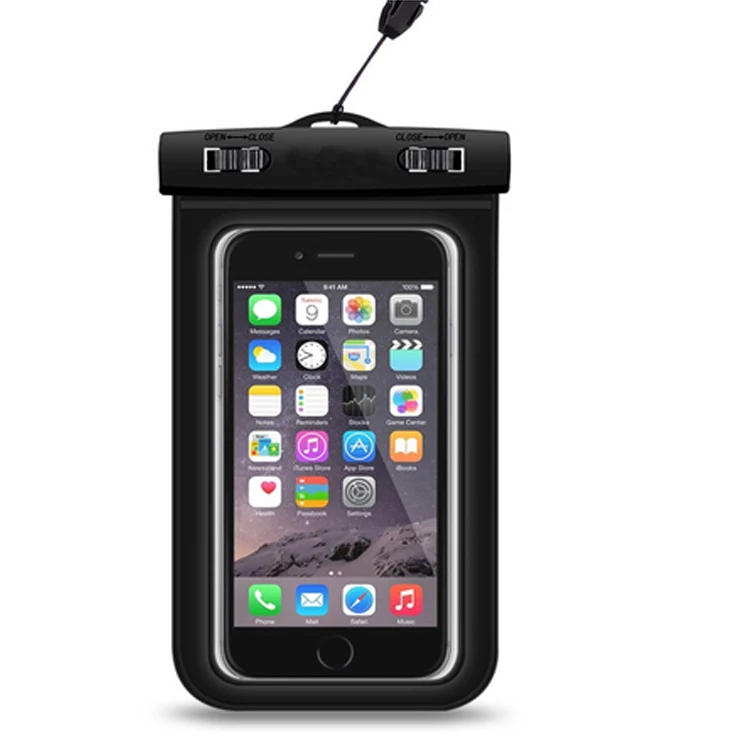 New product promotional clear black PVC waterproof smartphone bag, Eco-friendly security phone waterproof case