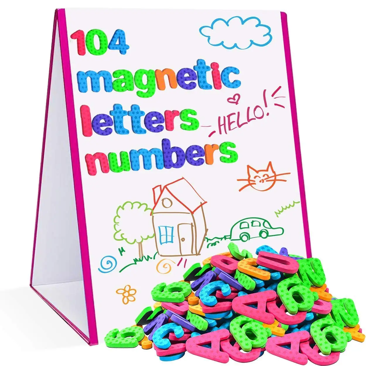 104 Pcs Magnetic Letters Alphabet & Numbers Fridge Magnets Toys Kids Learning 