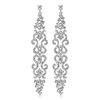 Silver Color Crystal Wedding Long Earrings Floral Shape Chandelier Jewelry for Women Brides