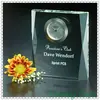 Crystal Glass Engraved Plaque Clock for Office Table Decoration