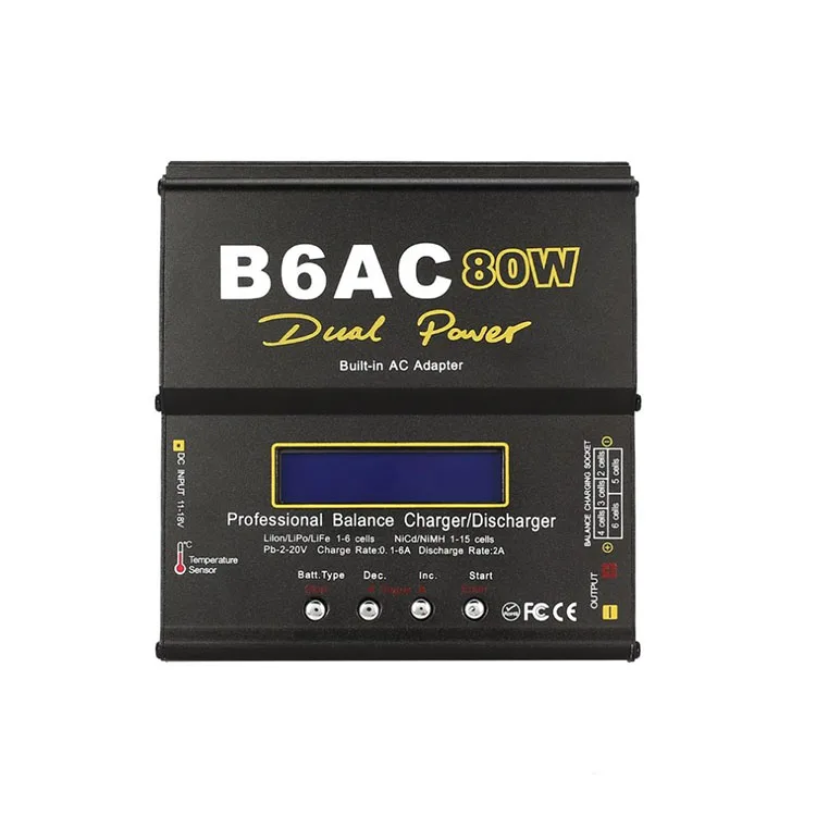 

IMAX Black B6AC 80W 6A Charger Dual Power Lipo NiMh Li-ion Ni-Cd AC/DC RC Balance Charge Discharger for RC Car Drone Battery