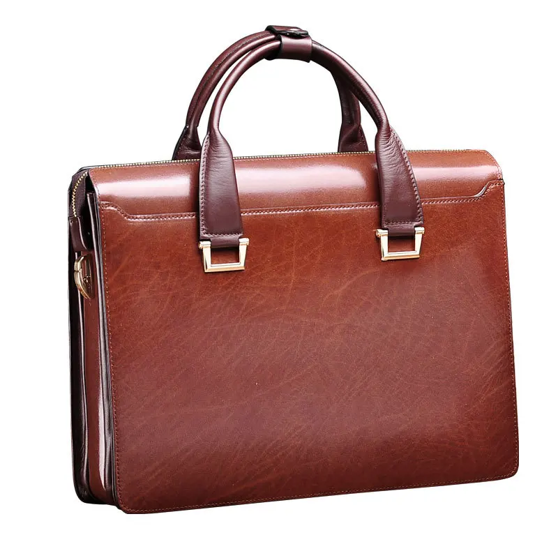 Wholesale High Quality Top Genuine Leather Men Business Hard Briefcase
