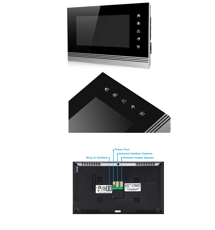 XSL-V70Km-M4 wired video doorphone 7" TFT touch buttons and take photo and make memory for villa