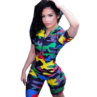 

wholesale summer 2019 hot short sleeve camo bodycon romper women jumpsuit