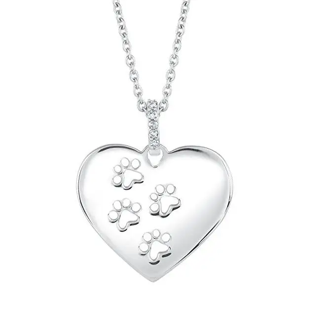 

New High Quality Exquisite Polished Jewelry Gift for Pet Lover Paw Print Pendant Necklace YP3114