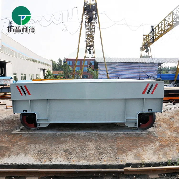 Battery powered railway transfer vehicle for steel mill