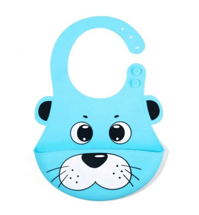 

High Quality Hot Selling Soft Silicone Animals Baby Bib, Custom colors are welcome