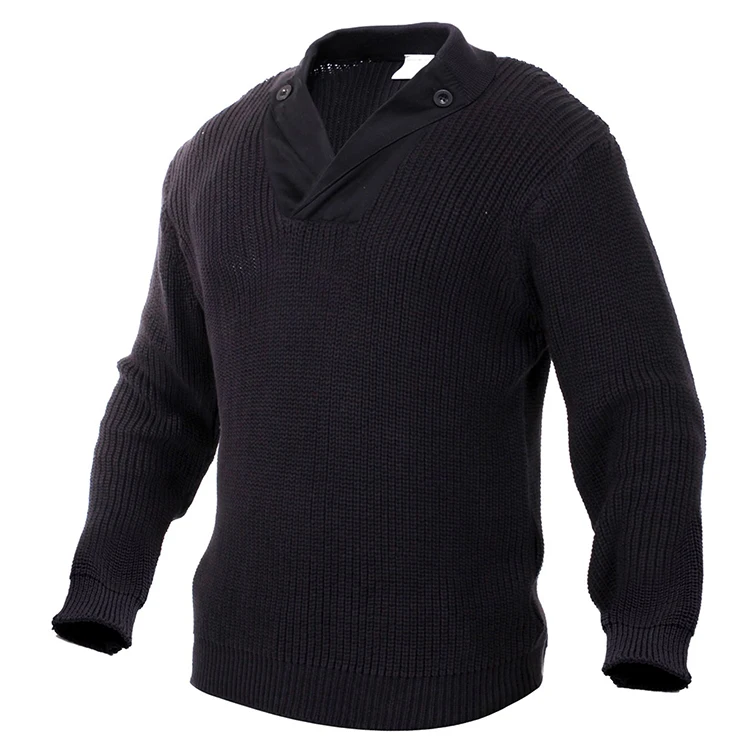Reinforced Shoulder Elbow Patches Rib Knitted Vneck Great Military