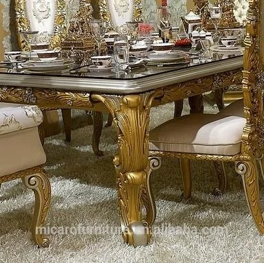 
Deluxe exquisite new model Italian style wood carving rectangular royal palace dining table 