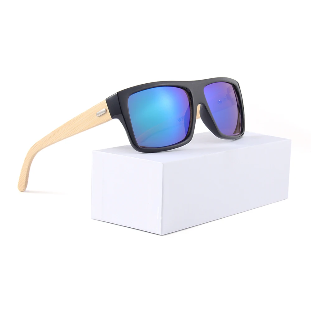 

High Quality Classical Model Square Bamboo Sunglasses for Men, Custom colors