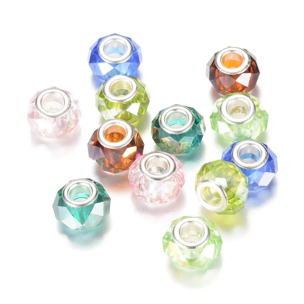 

PandaHall 11mm Rondelle Platinum Colorful Glass European Beads
