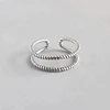 100% S925 Sterling Silver Vintage Fried Dough Twist Trendy Ornaments New Pattern Opening Rings Romance