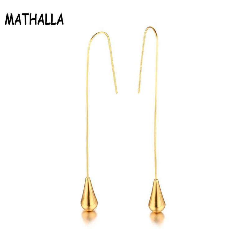 

Long Drop Gold Earring Stainless Steel Waterdrop Charm Pendientes Mujer Jewelry Women