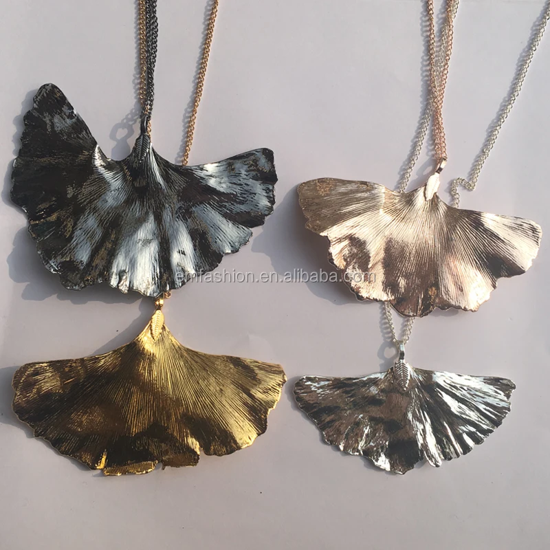 

9 Colors Available Creative Jewelry Gold Natural Real Ginkgo Leaf Pendant Necklace, 9 colors as show