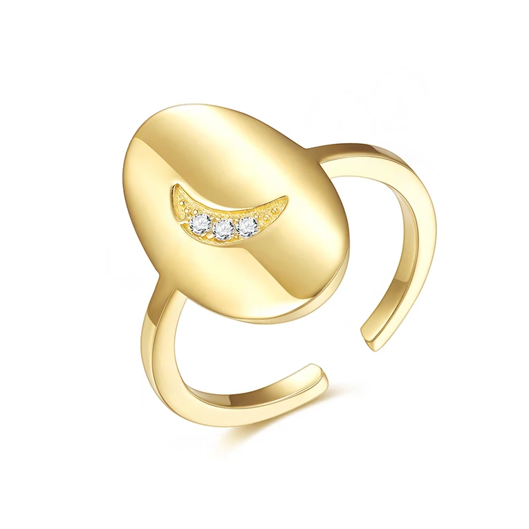 

gemnel 925 silver jewelry moon coin adjustable open minimalist ring