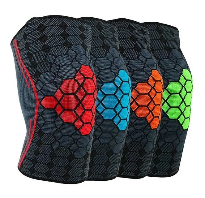 

YIBISH Custom Nylon Sport Cycling Elastic Tape Leg Patella Brace Knee Support Sleeve Protective Gear#HX-39, Red;blue;orange;green