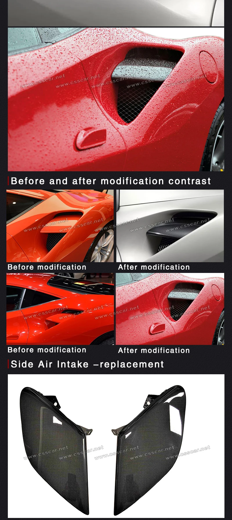 488 Carbon Fiber Side Air Intake Flaps Suitable For Ferrari 488 Body Parts Buy Car Accessories China Wholesalebody Partsaccessories For Ferrari