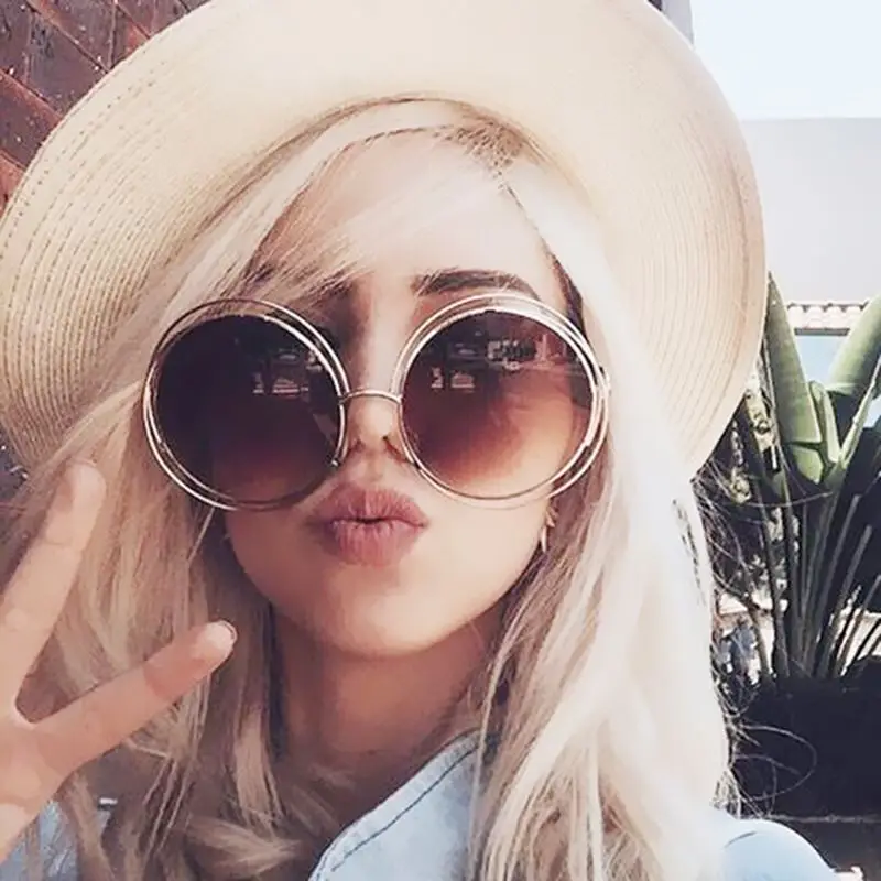 

Oversized Round Sunglasses Women Brand Designer Vintage Retro Sunglass Female Sun Glasses Mirror