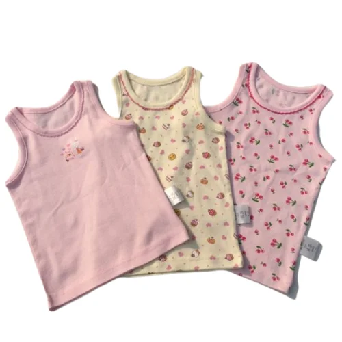 

3 pcs/pack Japan original girls cotton tank tops kids underwear with fruit cake print