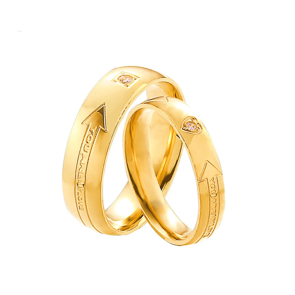 

The latest zircon wedding ring cute arrowhead couple rings, Gold and silver