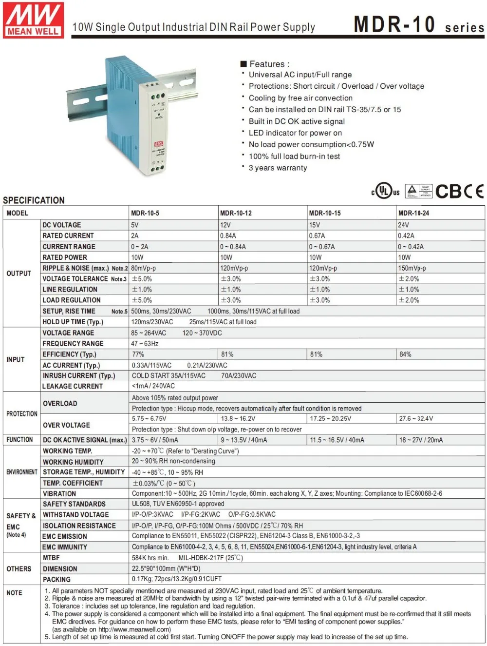 Original Mean Well Pc Power Supplies 12vdc 1a Din Rail Power Supply