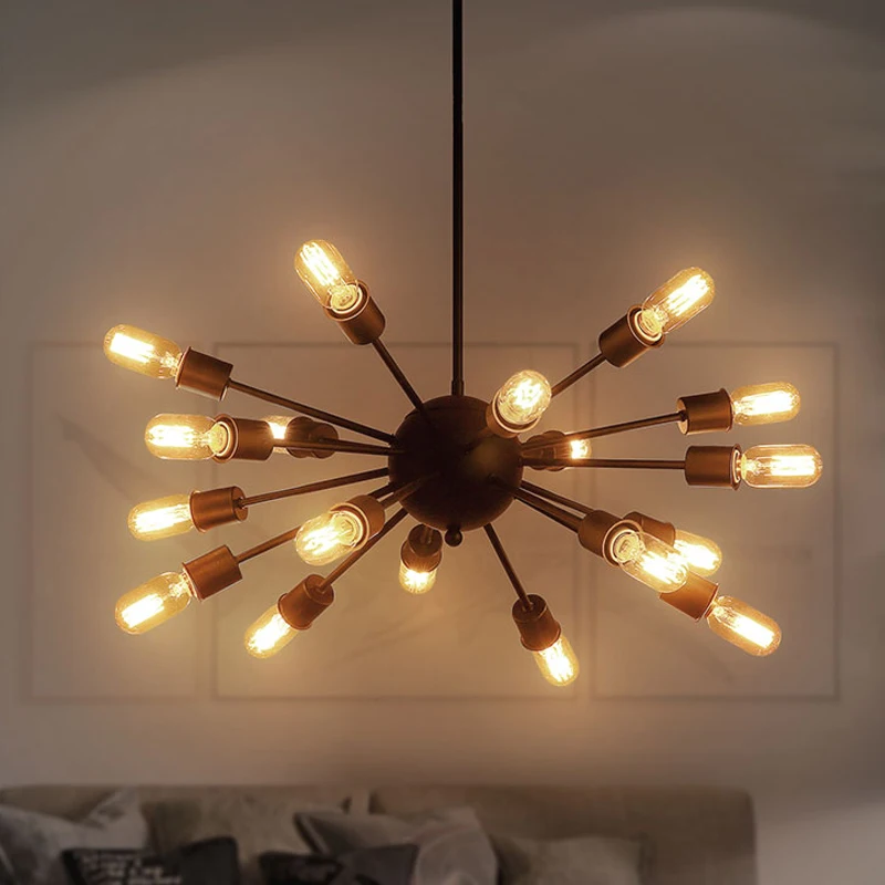 
Home Lighting Vintage Industrial Decorative Satellite Spider Sputnik Chandelier Pendant Light Iron Modern bedroom Lamp 