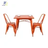 Room Furniture Red White Black Square Antique Industrial Metal Dining Table Set