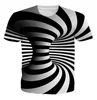 Poresmax Brand T shirt 3D Men Women Fashion Print Black White Vertigo Hypnotic funny Camiseta Manga Corta