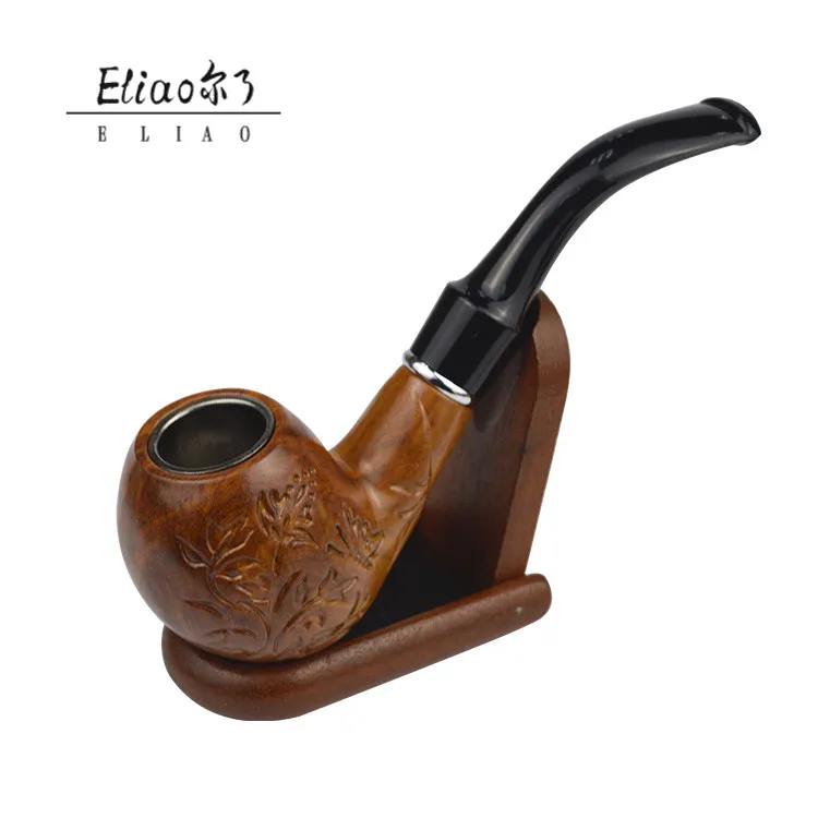 

YiWu Erliao Classic Resin Wood Tobacco Pipe Durable Smoking Pipe, Wood color